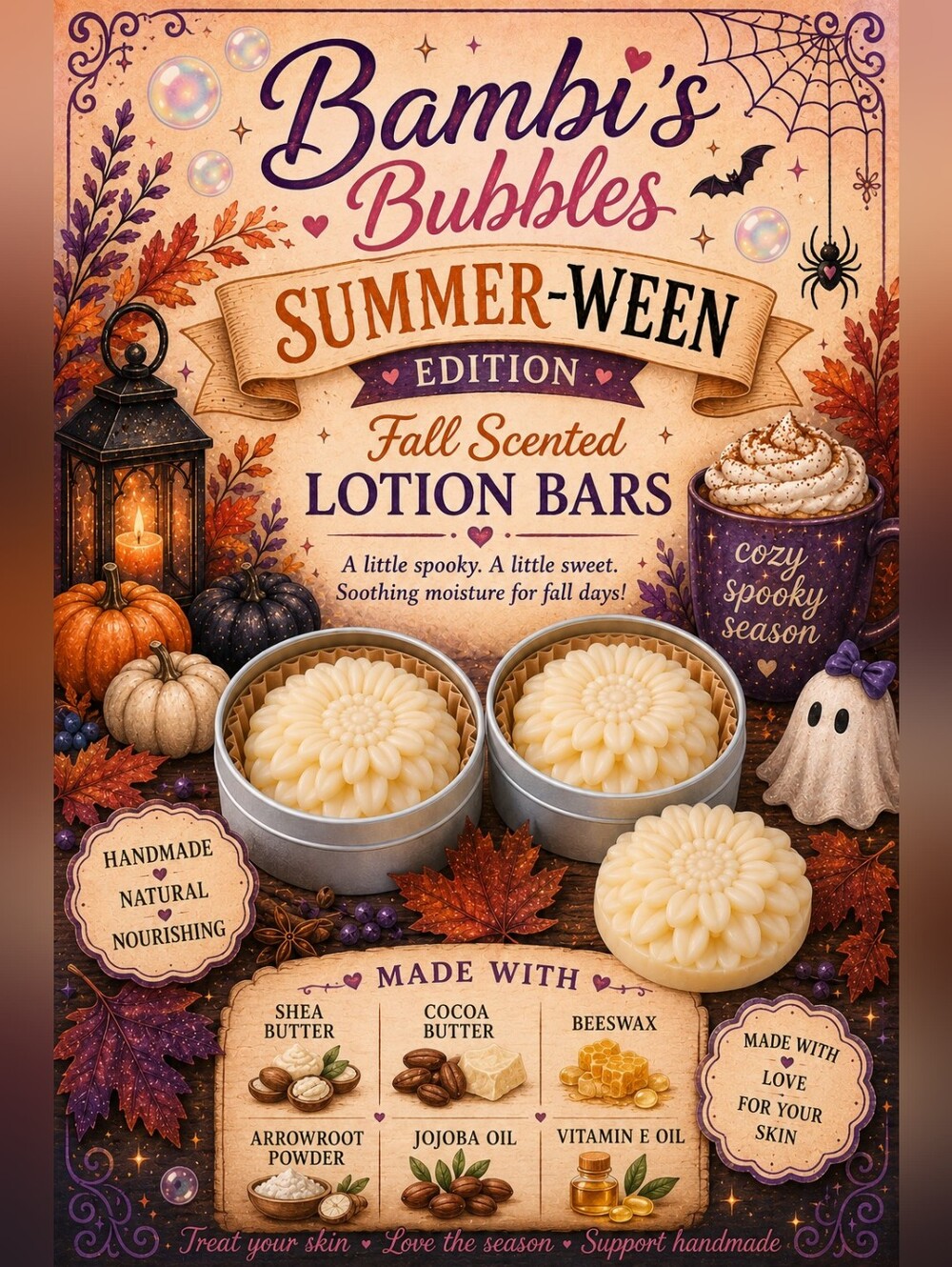 LIMITED SUPPLY! Hand Crafted Summer-Ween Fall Scented Lotion Bars
